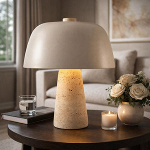   Modern European furniture - Metal Shade Travertine Table Lamp S - www.oroa.com | Oroa.com