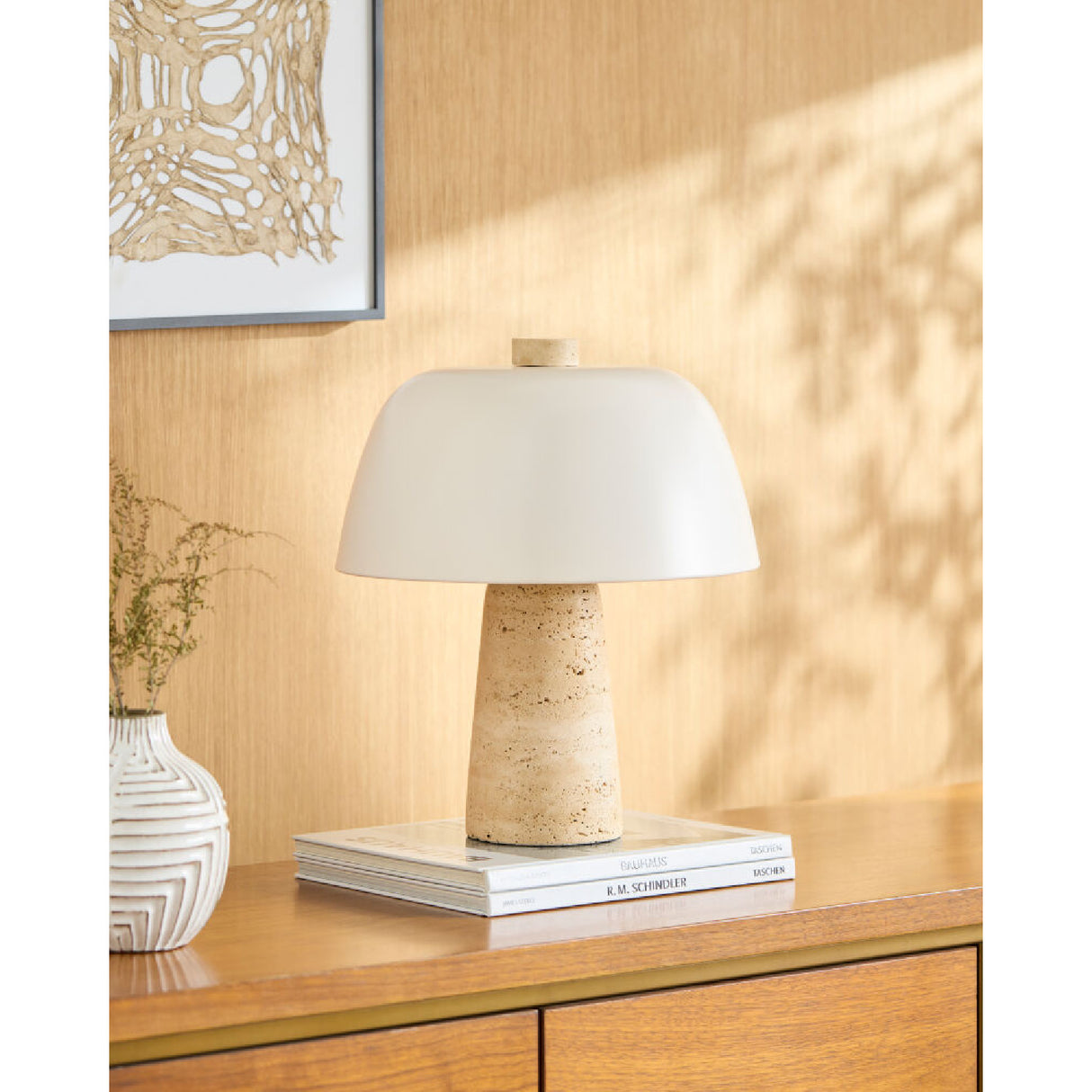   Modern European furniture - Metal Shade Travertine Table Lamp S - www.oroa.com | Oroa.com