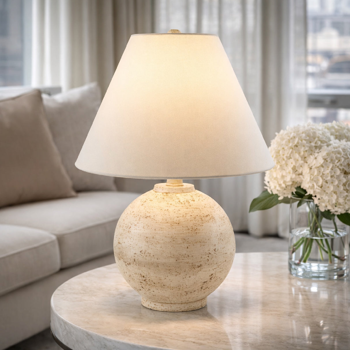   Modern European furniture - Cream Sphere Base Table Lamp - www.oroa.com | Oroa.com
