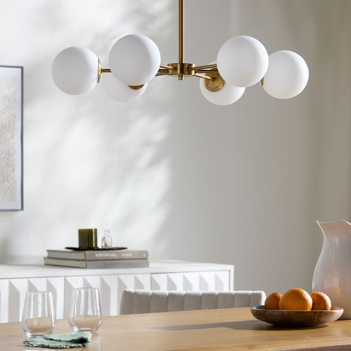   Modern European furniture - White Glass Orb 6-Light Chandelier - www.oroa.com | Oroa.com