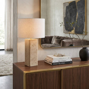   Modern European furniture - Burnished Beige Travertine Table Lamp - www.oroa.com | Oroa.com