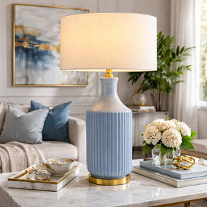   Modern European furniture - Fluted Glazed Ceramic Table Lamp - www.oroa.com | Oroa.com