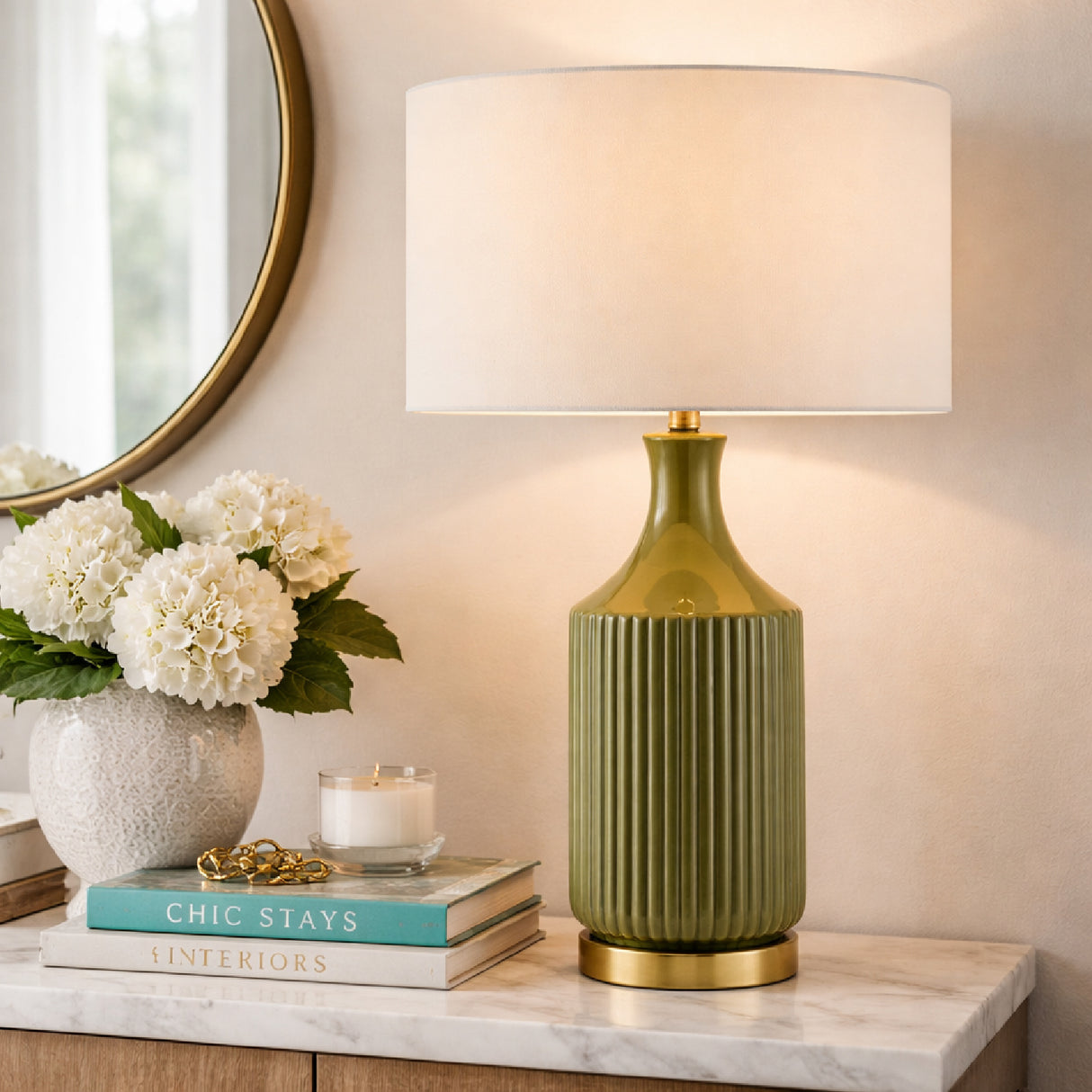   Modern European furniture - Fluted Glazed Ceramic Table Lamp - www.oroa.com | Oroa.com