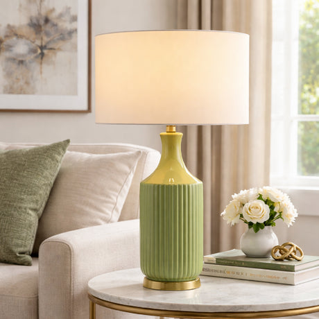  Modern European furniture - Fluted Glazed Ceramic Table Lamp - www.oroa.com | Oroa.com