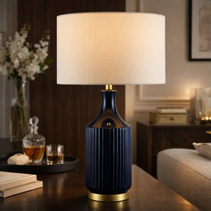   Modern European furniture - Fluted Glazed Ceramic Table Lamp - www.oroa.com | Oroa.com