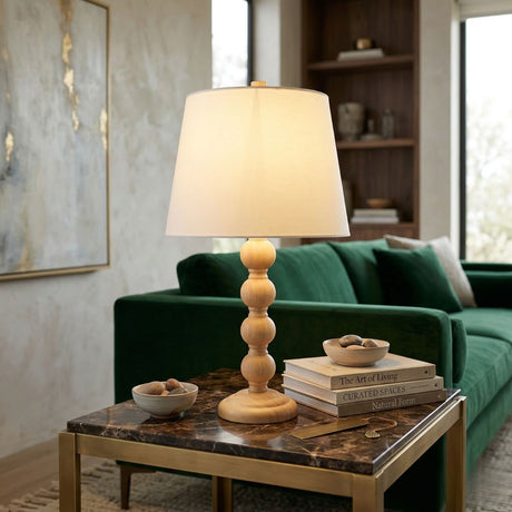   Modern European furniture - Rubberwood Beige Linen Table Lamp - www.oroa.com | Oroa.com