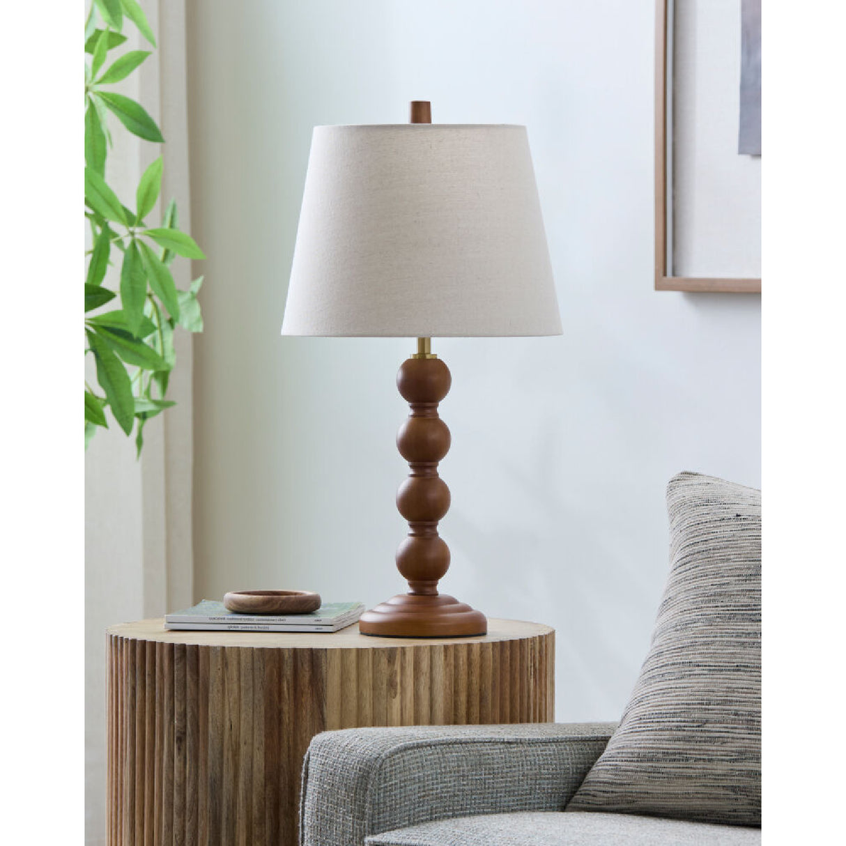   Modern European furniture - Rubberwood Beige Linen Table Lamp - www.oroa.com | Oroa.com
