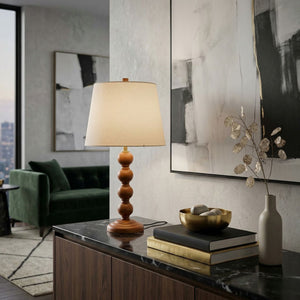   Modern European furniture - Rubberwood Beige Linen Table Lamp - www.oroa.com | Oroa.com