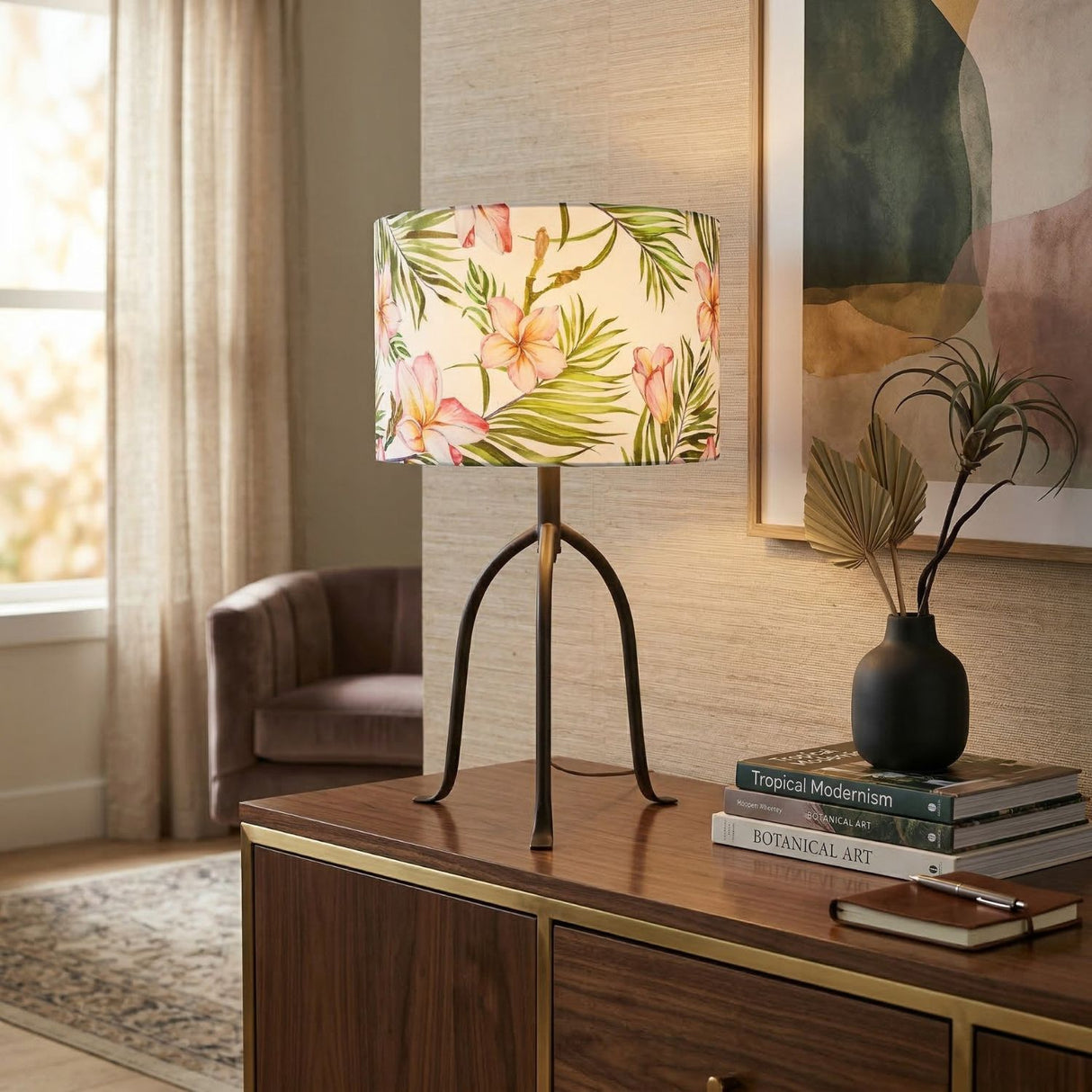   Modern European furniture - Floral Print Linen Table Lamp S - www.oroa.com | Oroa.com