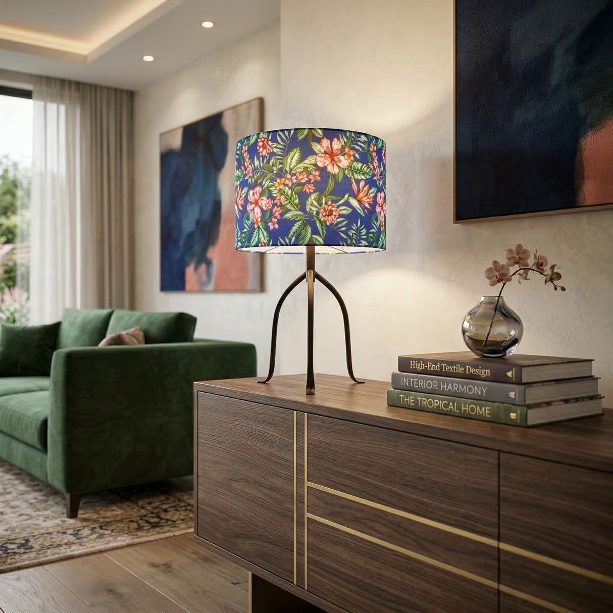   Modern European furniture - Floral Print Linen Table Lamp S - www.oroa.com | Oroa.com