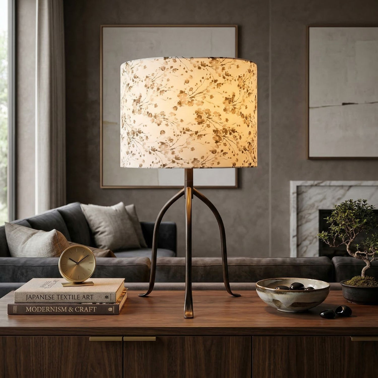   Modern European furniture - Floral Print Linen Table Lamp S - www.oroa.com | Oroa.com