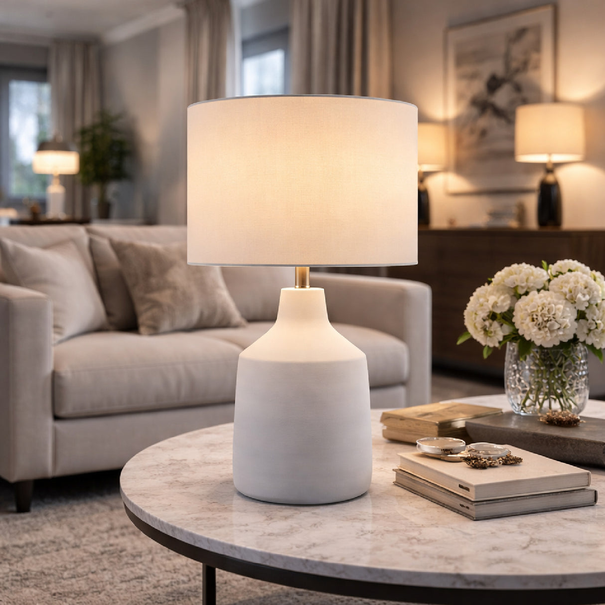   Modern European furniture - Painted Cement Accent Table Lamp - www.oroa.com | Oroa.com