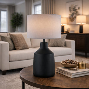  Modern European furniture - Concrete Base Linen Table Lamp - www.oroa.com | Oroa.com