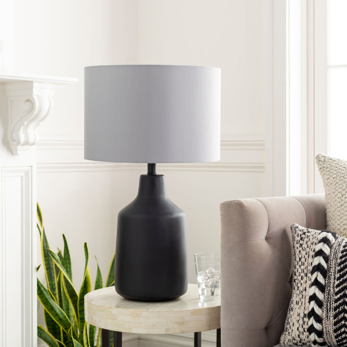   Modern European furniture - Concrete Base Linen Table Lamp - www.oroa.com | Oroa.com
