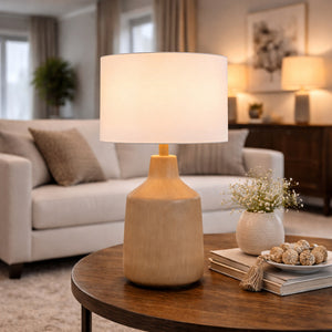   Modern European furniture - Concrete Base Linen Table Lamp - www.oroa.com | Oroa.com