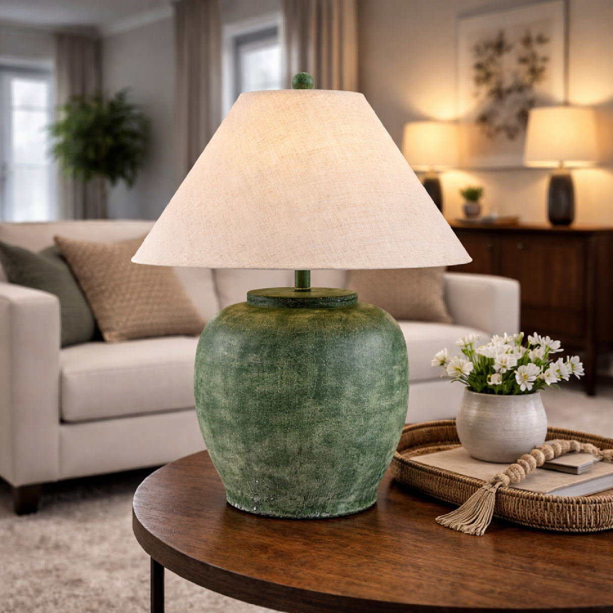   Modern European furniture - Painted Cement Linen Table Lamp - www.oroa.com | Oroa.com