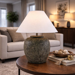   Modern European furniture - Painted Cement Linen Table Lamp - www.oroa.com | Oroa.com