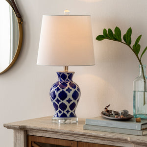   Modern European furniture - Blue Patterned Ceramic Table Lamp - www.oroa.com | Oroa.com