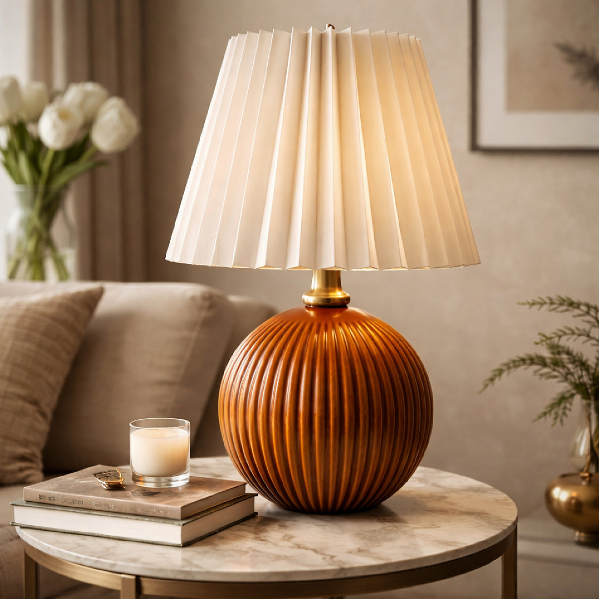   Modern European furniture - Pleated Linen Ceramic Table Lamp - www.oroa.com | Oroa.com