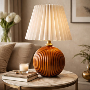   Modern European furniture - Pleated Linen Ceramic Table Lamp - www.oroa.com | Oroa.com