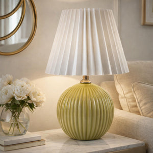   Modern European furniture - Pleated Linen Ceramic Table Lamp - www.oroa.com | Oroa.com