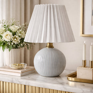   Modern European furniture - Pleated Linen Ceramic Table Lamp - www.oroa.com | Oroa.com
