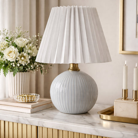   Modern European furniture - Pleated Linen Ceramic Table Lamp - www.oroa.com | Oroa.com