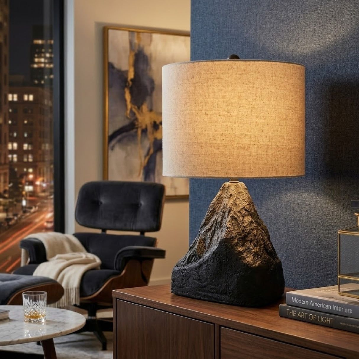   Modern European furniture - Black Organic Textured Table Lamp - www.oroa.com | Oroa.com