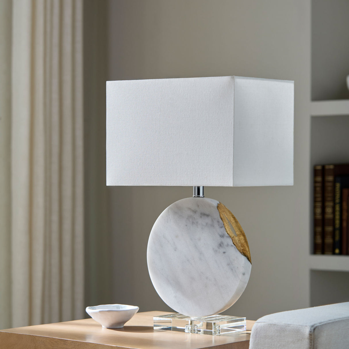   Modern European furniture - Round White Marble Table Lamp - www.oroa.com | Oroa.com