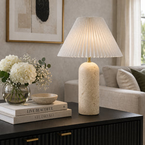   Modern European furniture - Empire Shade Travertine Table Lamp - www.oroa.com | Oroa.com