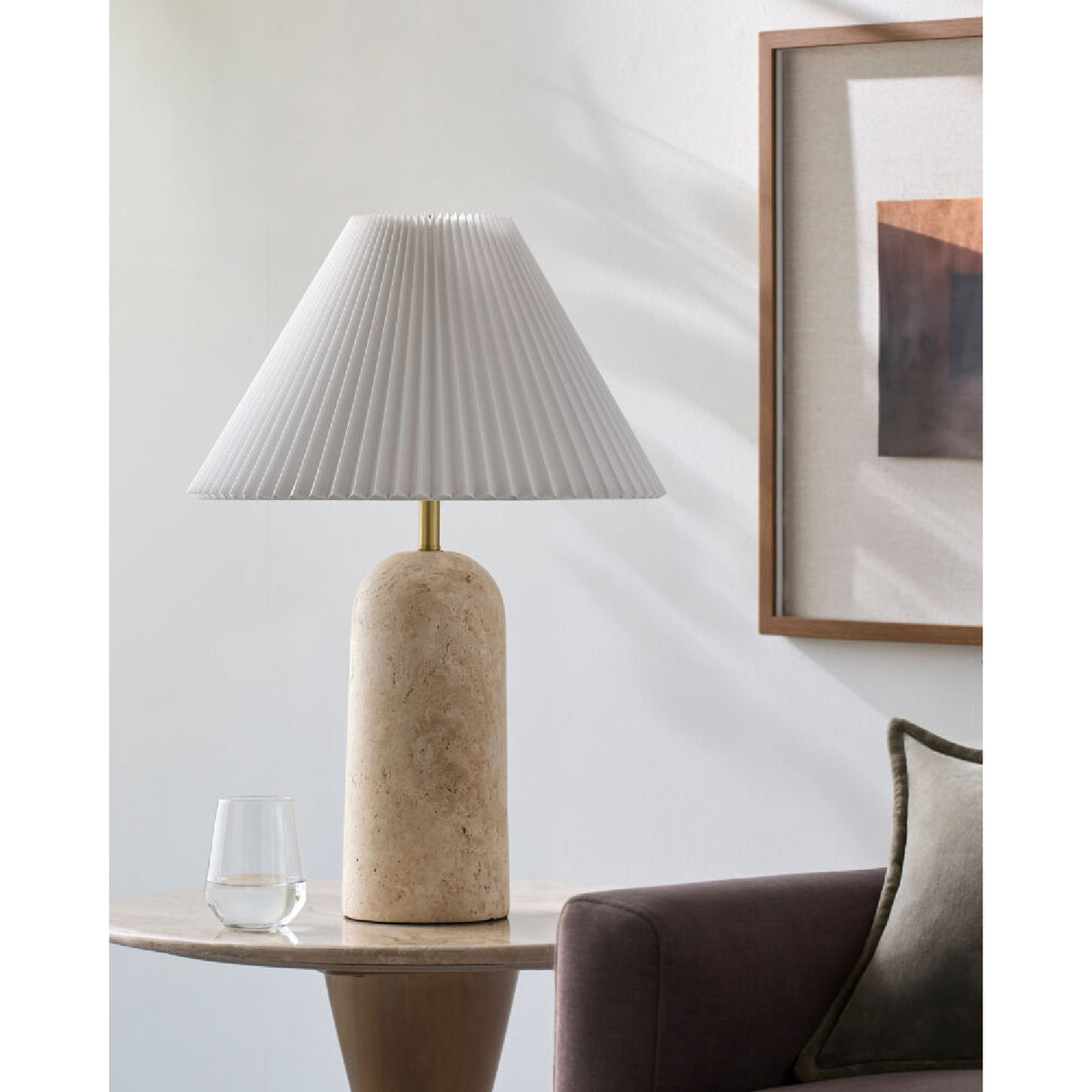   Modern European furniture - Empire Shade Travertine Table Lamp - www.oroa.com | Oroa.com