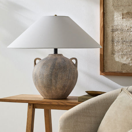   Modern European furniture - Brown Ceramic Linen Table Lamp - www.oroa.com | Oroa.com