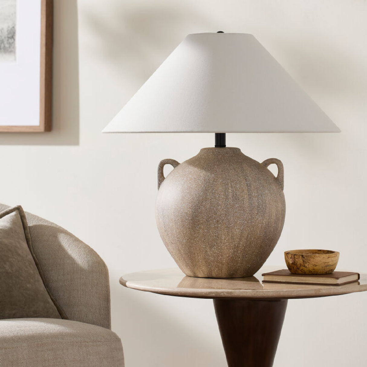   Modern European furniture - Brown Ceramic Linen Table Lamp - www.oroa.com | Oroa.com