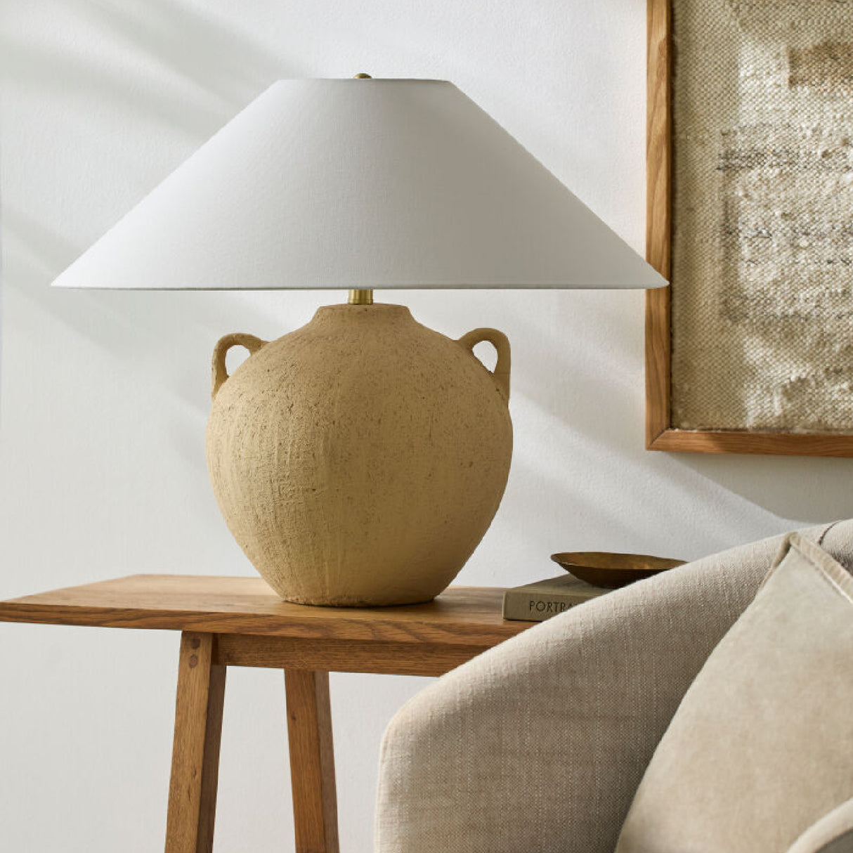   Modern European furniture - Brown Ceramic Linen Table Lamp - www.oroa.com | Oroa.com