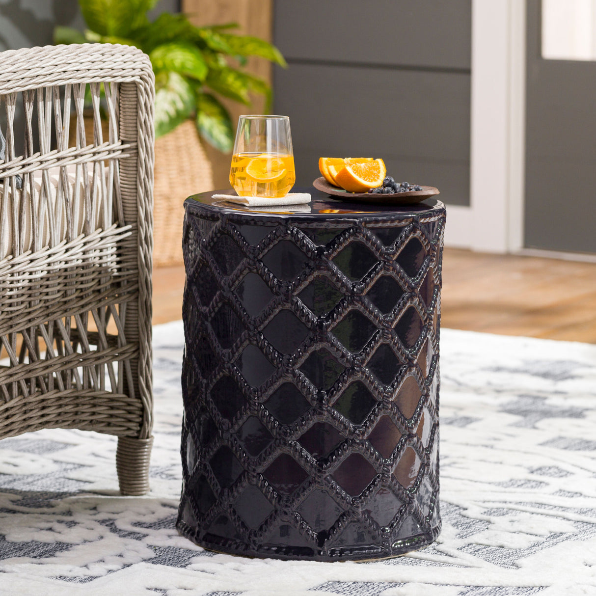   Modern European furniture - Lattice Patterned Ceramic Garden Stool - www.oroa.com | Oroa.com