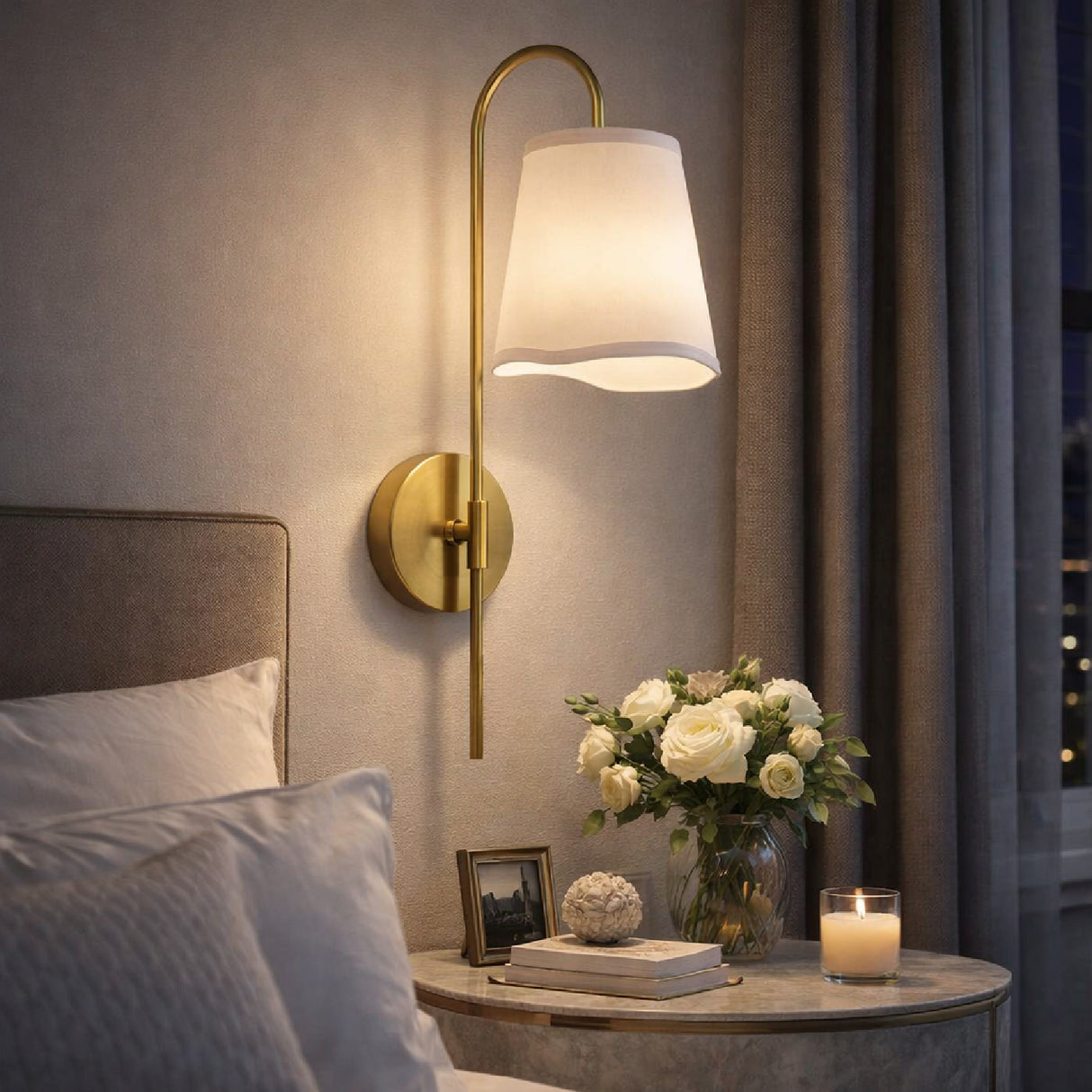   Modern European furniture - Wavy White Linen Wall Lamp - www.oroa.com | Oroa.com