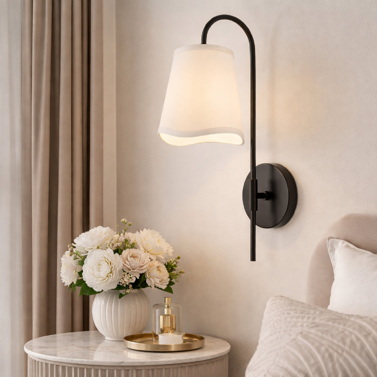   Modern European furniture - Wavy White Linen Wall Lamp - www.oroa.com | Oroa.com