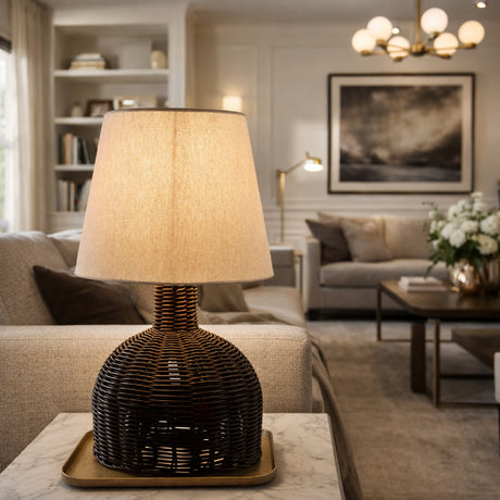   Modern European furniture - Brown Rattan Base Table Lamp - www.oroa.com | Oroa.com