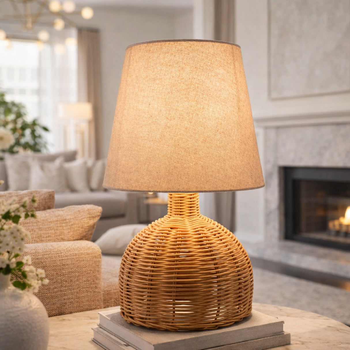   Modern European furniture - Brown Rattan Base Table Lamp - www.oroa.com | Oroa.com