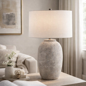   Modern European furniture - Linen Painted Cement Table Lamp - www.oroa.com | Oroa.com