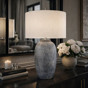   Modern European furniture - Linen Painted Cement Table Lamp - www.oroa.com | Oroa.com