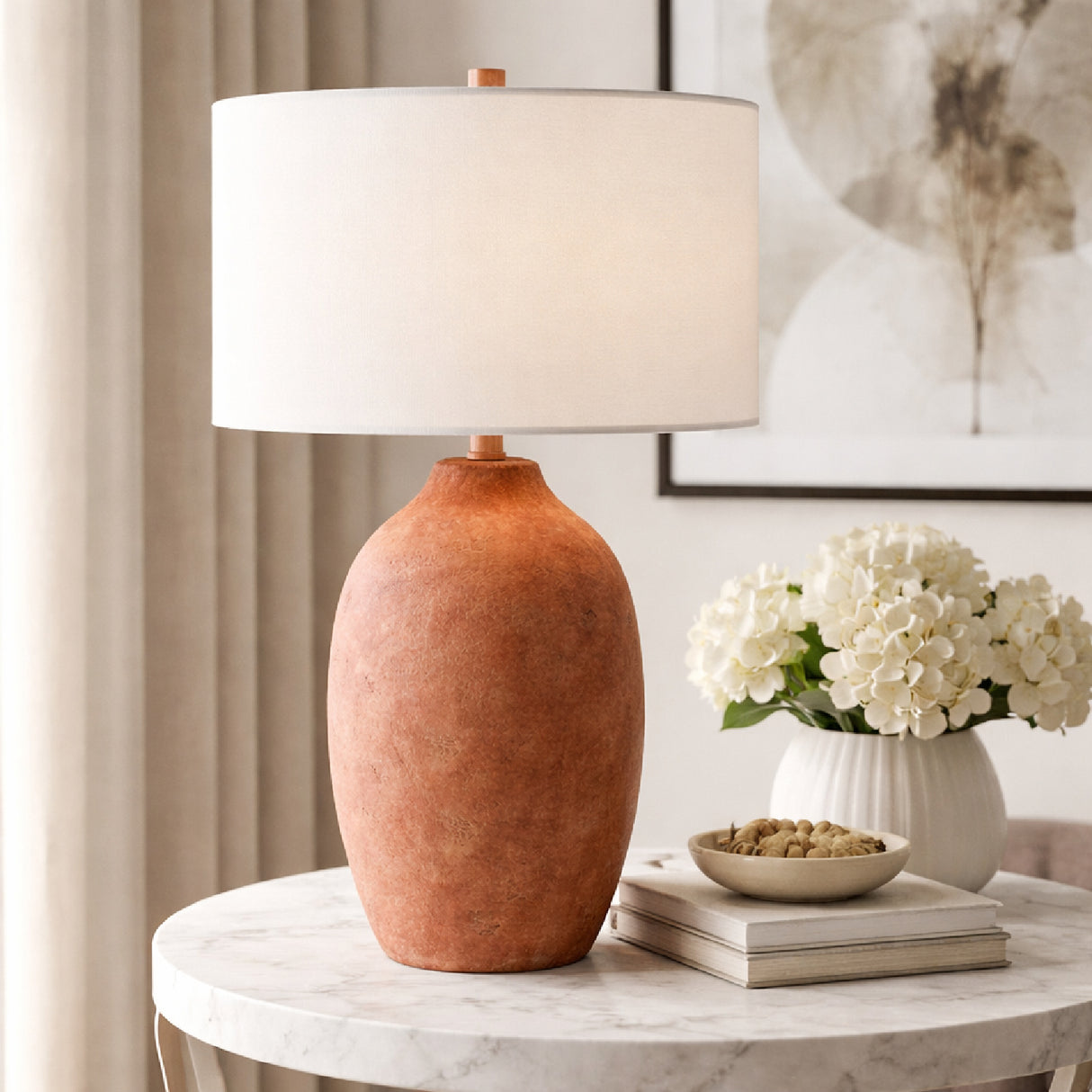   Modern European furniture - Linen Painted Cement Table Lamp - www.oroa.com | Oroa.com