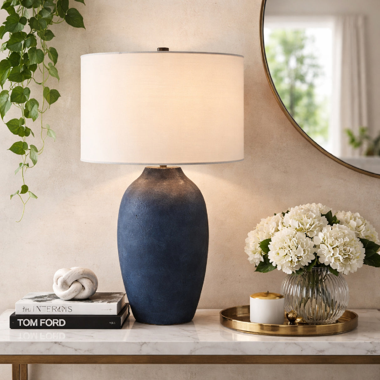   Modern European furniture - Linen Painted Cement Table Lamp - www.oroa.com | Oroa.com