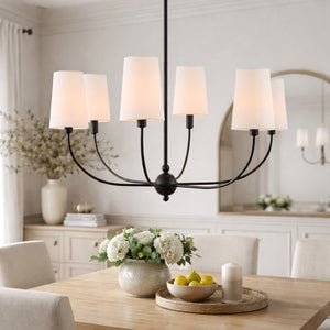   Modern European furniture - 6-Light White Linen Chandelier - www.oroa.com | Oroa.com