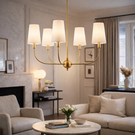   Modern European furniture - 6-Light White Linen Chandelier - www.oroa.com | Oroa.com