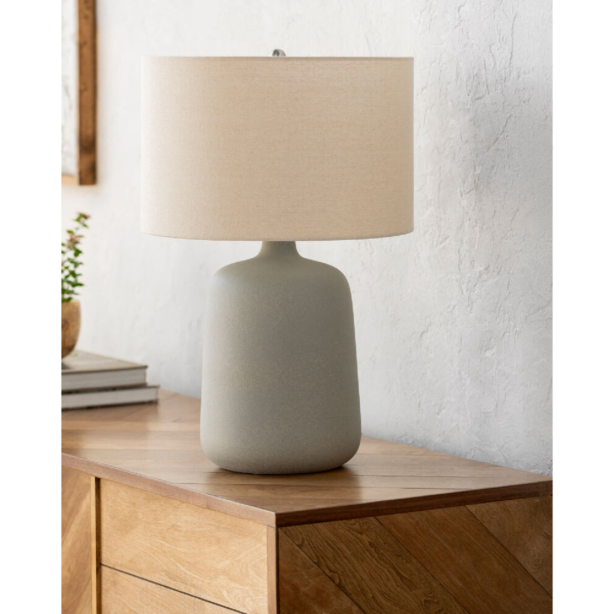   Modern European furniture - Ceramic Beige Linen Table Lamp - www.oroa.com | Oroa.com