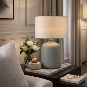   Modern European furniture - Ceramic Beige Linen Table Lamp - www.oroa.com | Oroa.com