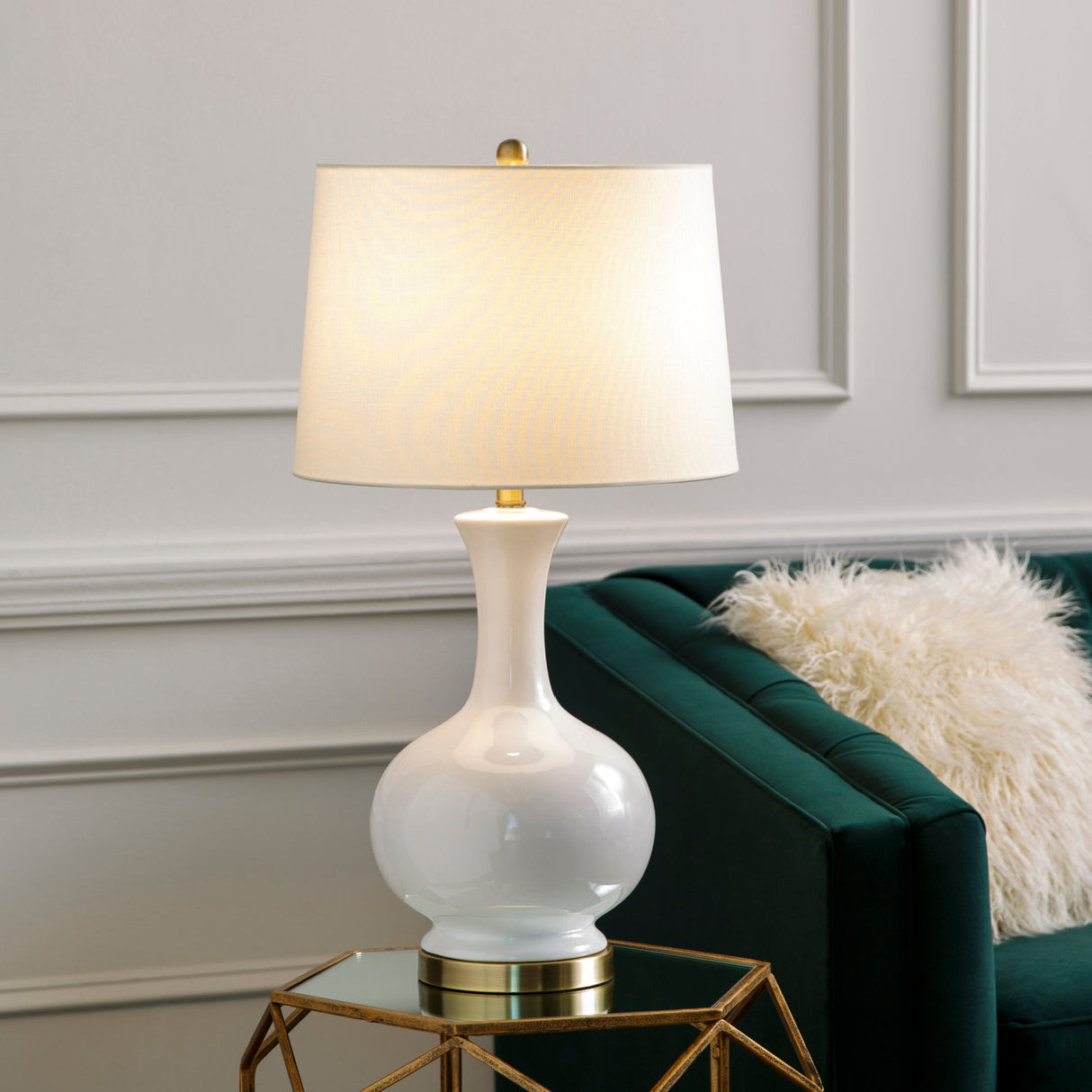   Modern European furniture - White Ceramic Linen Table Lamp - www.oroa.com | Oroa.com