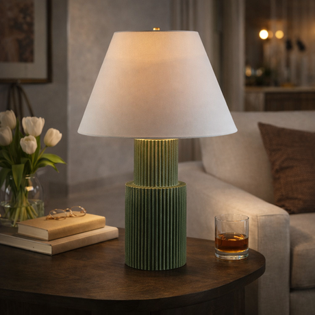   Modern European furniture - Ridged Green Accent Table Lamp - www.oroa.com | Oroa.com