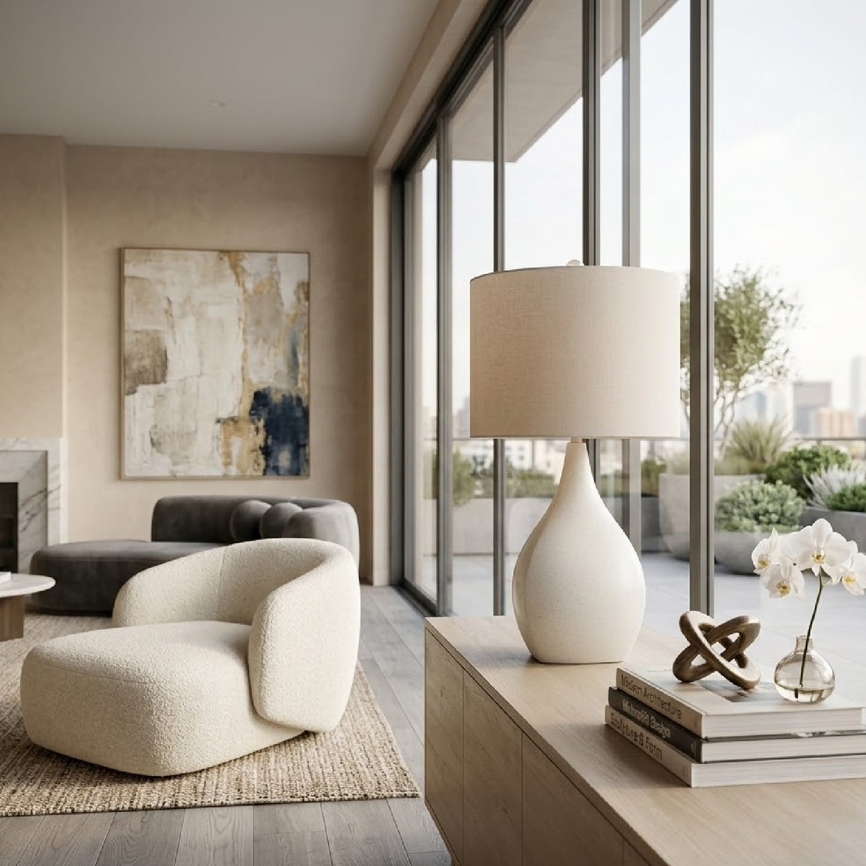   Modern European furniture - Cream Ceramic Table Lamp - www.oroa.com | Oroa.com